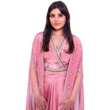 Soup By Sougat Paul - Pink Wrap Crop Top Dhoti Set